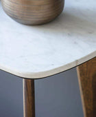 Marble Topped Dark Wood Console Table - The Farthing