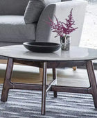 Marble Topped Mid Century Styled Dark Wood Coffee Table - The Farthing