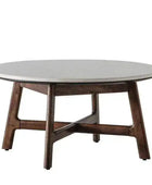 Marble Topped Mid Century Styled Dark Wood Coffee Table - The Farthing