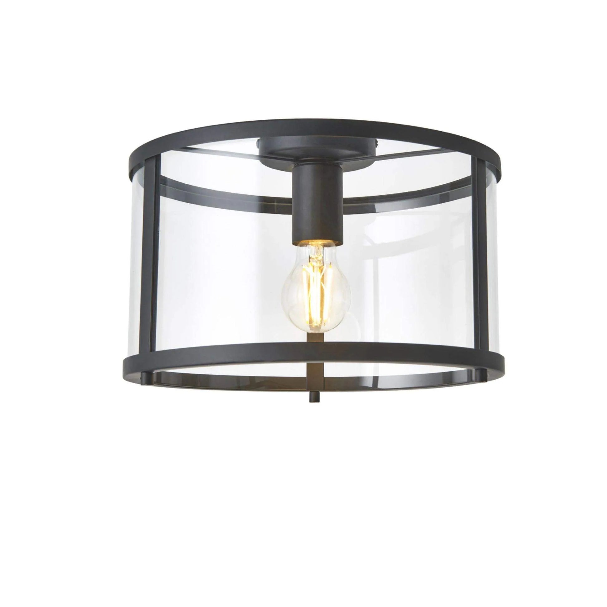 Matt Black and Glass Ceiling Light - The Farthing