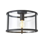 Matt Black and Glass Ceiling Light - The Farthing