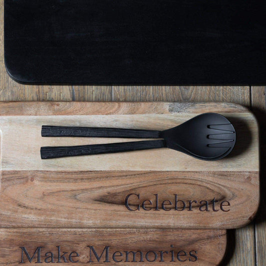 Matt Black Metal Salad Servers - The Farthing