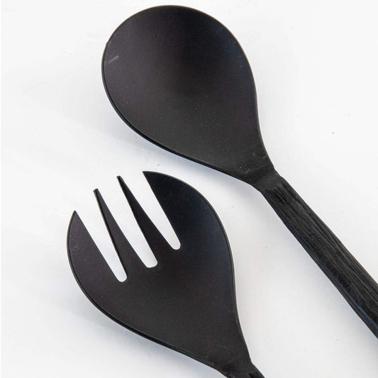 Matt Black Metal Salad Servers - The Farthing