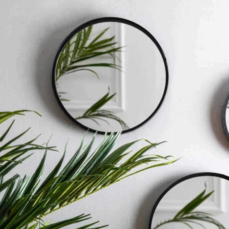 Matt Black Round Metal Wall Mirror - The Farthing