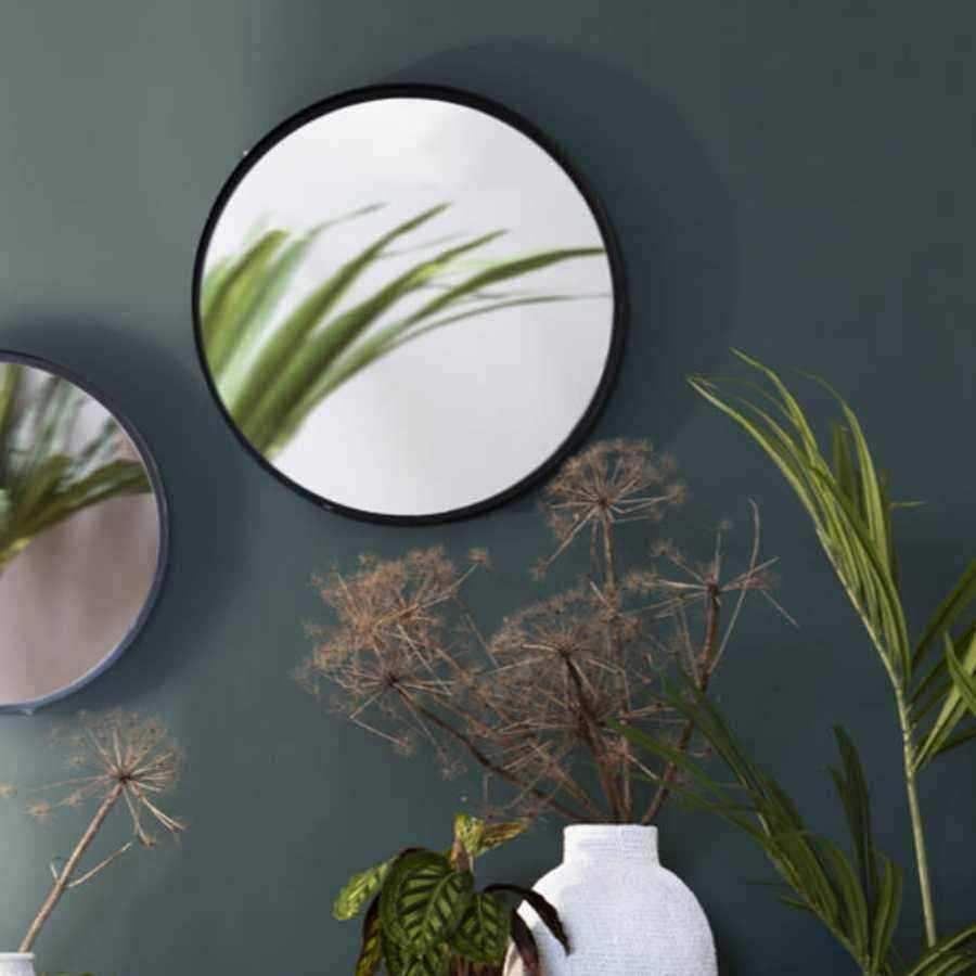 Matt Black Round Metal Wall Mirror - The Farthing