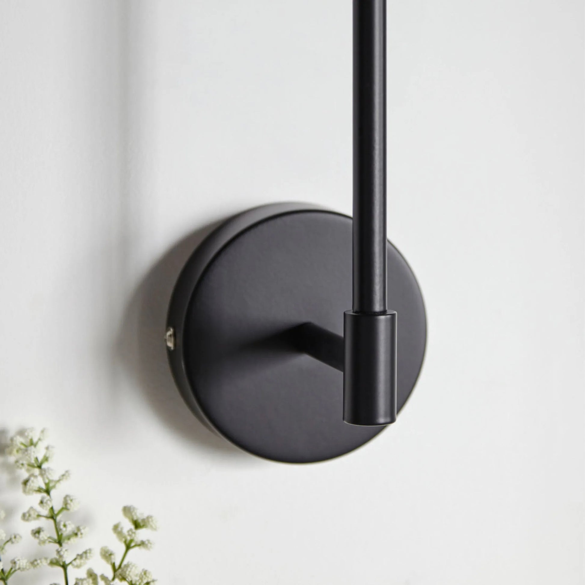 Matt Black Wall Light and White Shade - The Farthing