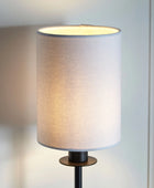 Matt Black Wall Light and White Shade - The Farthing