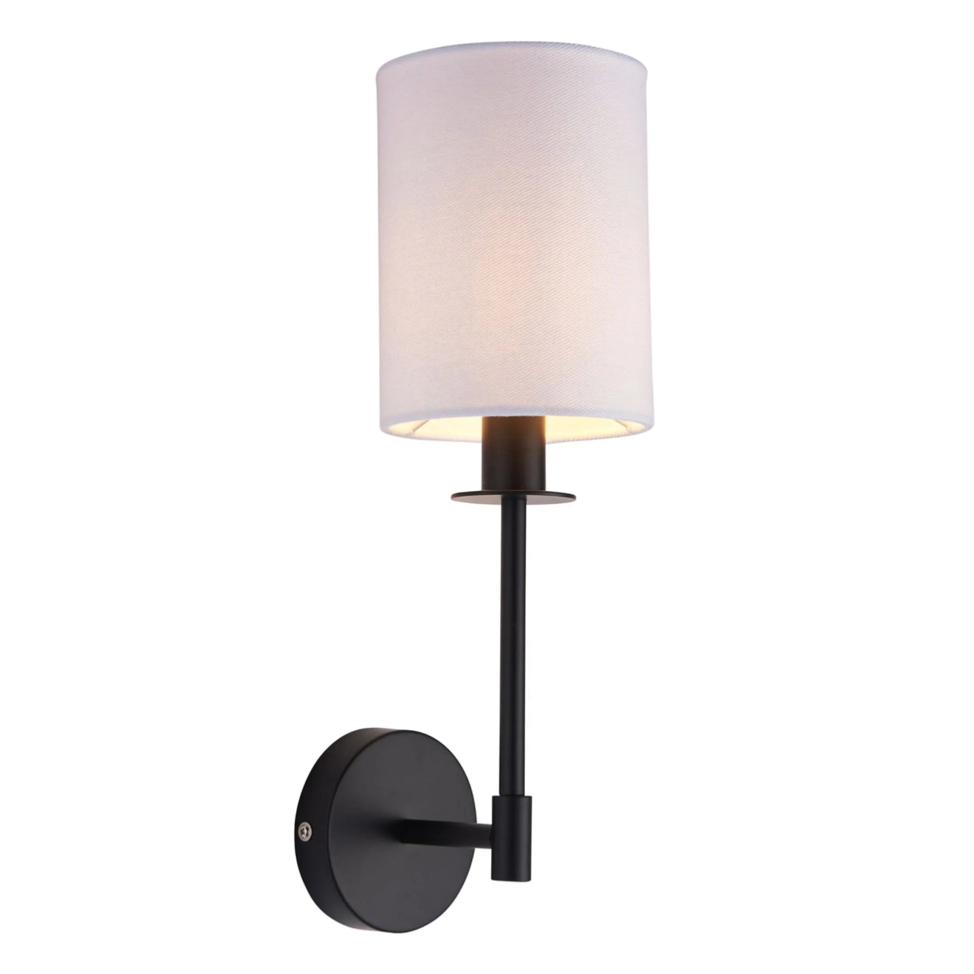 Matt Black Wall Light and White Shade - The Farthing