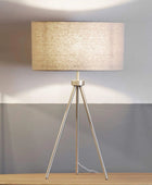 Matt Nickel Finish Tripod Lamp & Shade - The Farthing