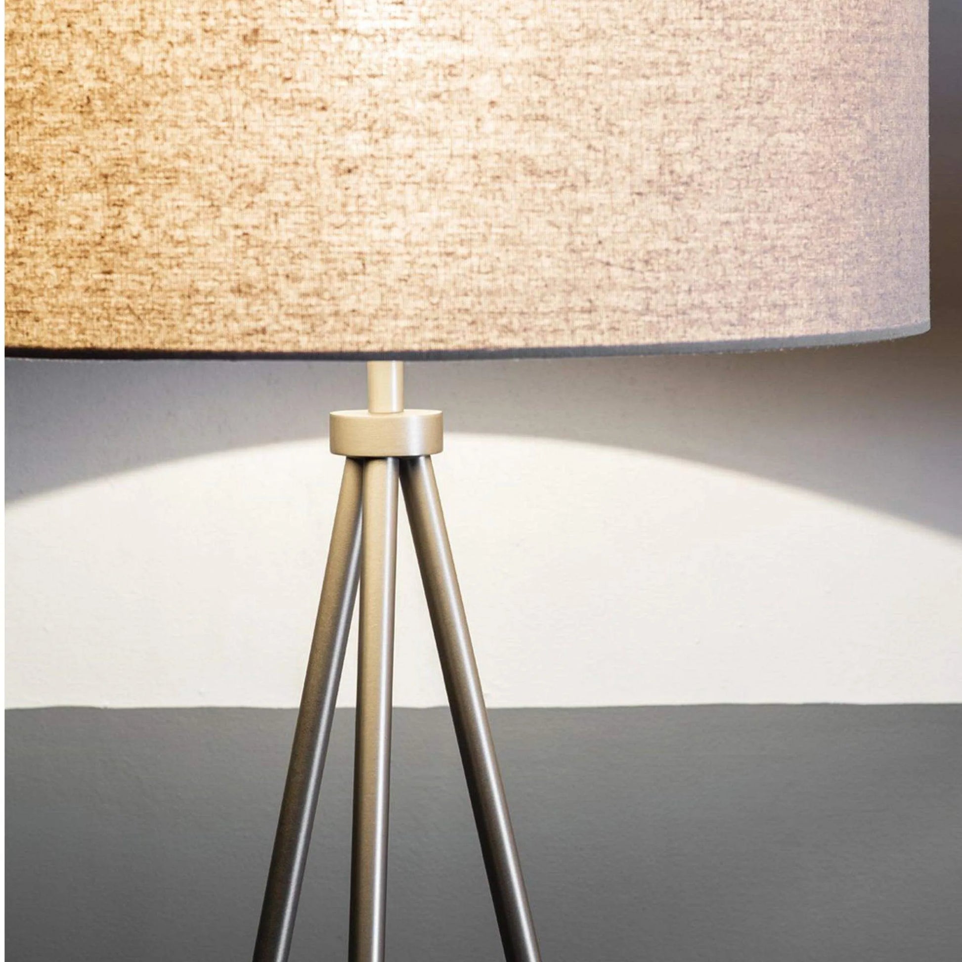 Matt Nickel Finish Tripod Lamp & Shade - The Farthing