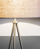 Matt Nickel Finish Tripod Lamp & Shade - The Farthing