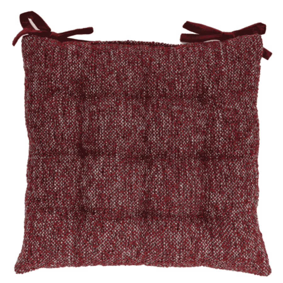 Merlot Red Boucle Tie On Seat Pad - The Farthing