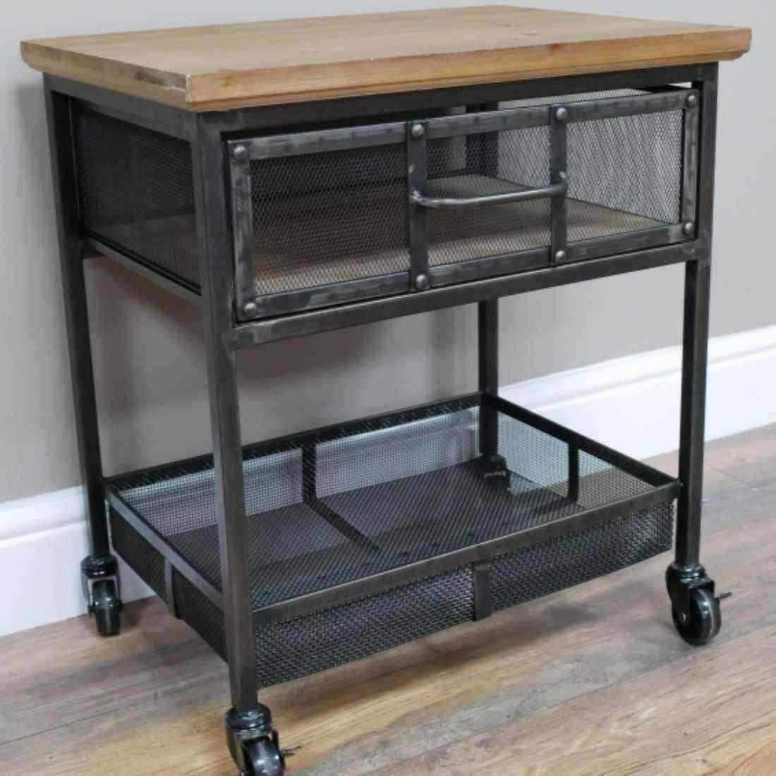 Mesh Drawer Industrial Inspired Side Table - The Farthing