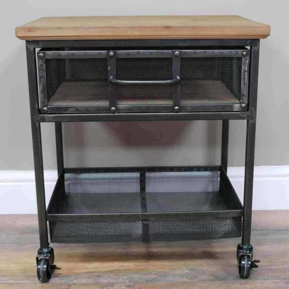 Mesh Drawer Industrial Inspired Side Table - The Farthing