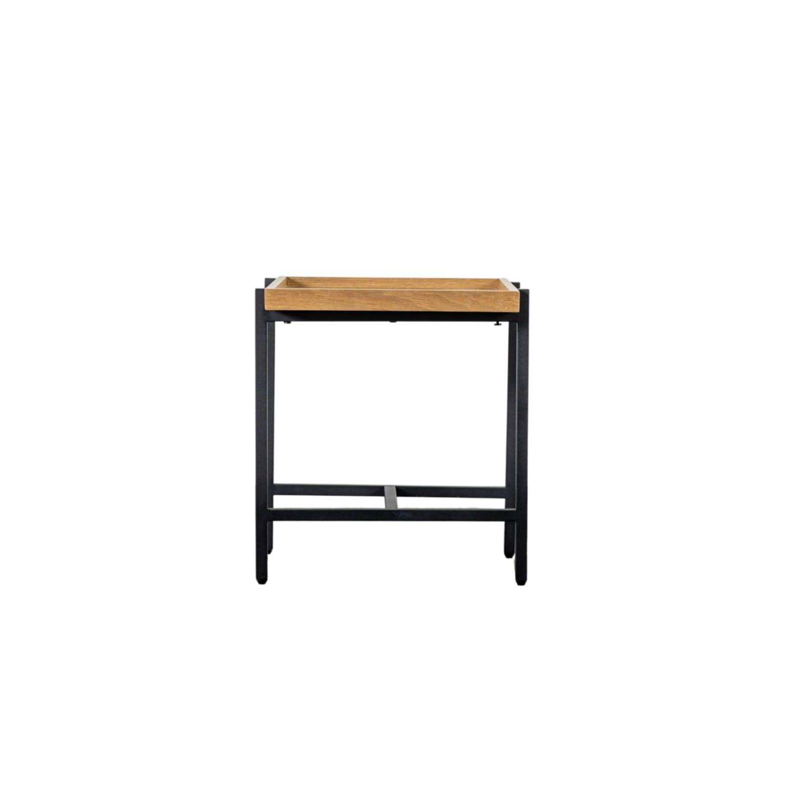 Metal and Lipped Wood Topped Square Side Table - The Farthing