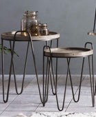 Metal and Wood Hairpin Side Table Set - The Farthing