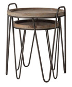 Metal and Wood Hairpin Side Table Set - The Farthing