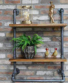 Metal and Wood Industrial Pipe Wall Shelf - The Farthing