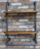 Metal and Wood Industrial Pipe Wall Shelf - The Farthing