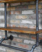 Metal and Wood Industrial Pipe Wall Shelf - The Farthing