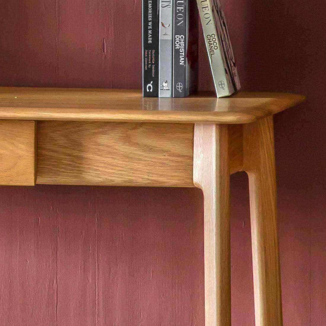 Mid-Century Design Oak Single Drawer Desk - The Farthing