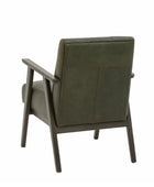 Mid Century Green Leather Button Back Armchair - The Farthing