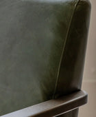 Mid Century Green Leather Chair - The Farthing