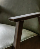 Mid Century Green Leather Chair - The Farthing