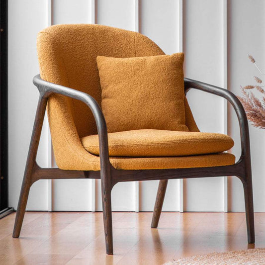 Mid-Century inspired Ochre Fabric Wood Arm Chair - The Farthing