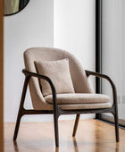 Mid-Century inspired Taupe Fabric Wood Arm Chair - The Farthing