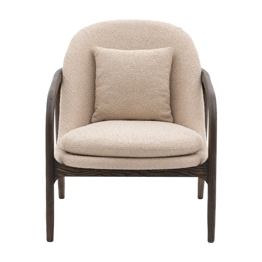Mid-Century inspired Taupe Fabric Wood Arm Chair - The Farthing