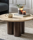 Mid Century Modern Inspired Coffee Table with Travertine Top - The Farthing