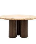 Mid Century Modern Inspired Coffee Table with Travertine Top - The Farthing