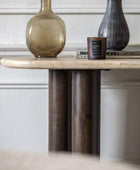 Mid Century Modern Inspired Console Table with Travertine Top - The Farthing