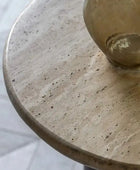 Mid Century Modern Inspired Side Table with Travertine Top 2