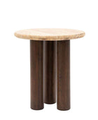 Mid Century Modern Inspired Side Table with Travertine Top - The Farthing