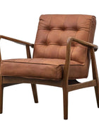 Mid Century Modern Vintage Brown Leather Arm Chair - The Farthing