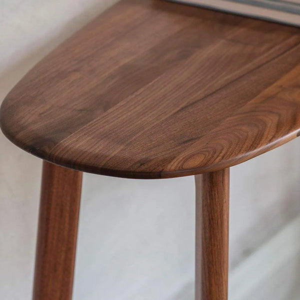 Mid Century Rounded Edge Dark Wood Console Table