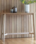 Mid Century Rounded Edge Oak Wood Console Table - The Farthing