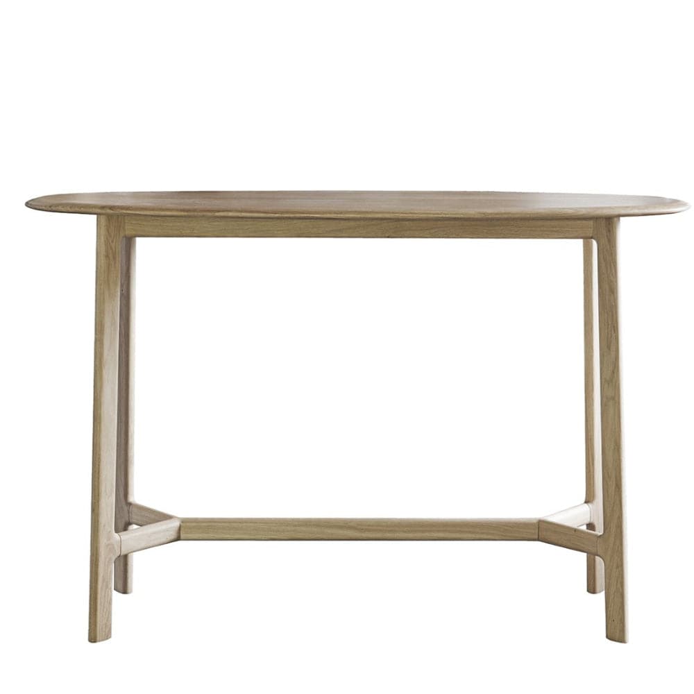 Mid Century Rounded Edge Oak Wood Console Table - The Farthing