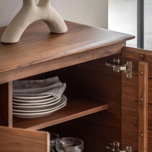 Mid Century Styled Walnut 2 Door Sideboard - The Farthing