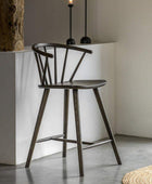 Mocha Spindle Back Oak Wood Barstool - The Farthing