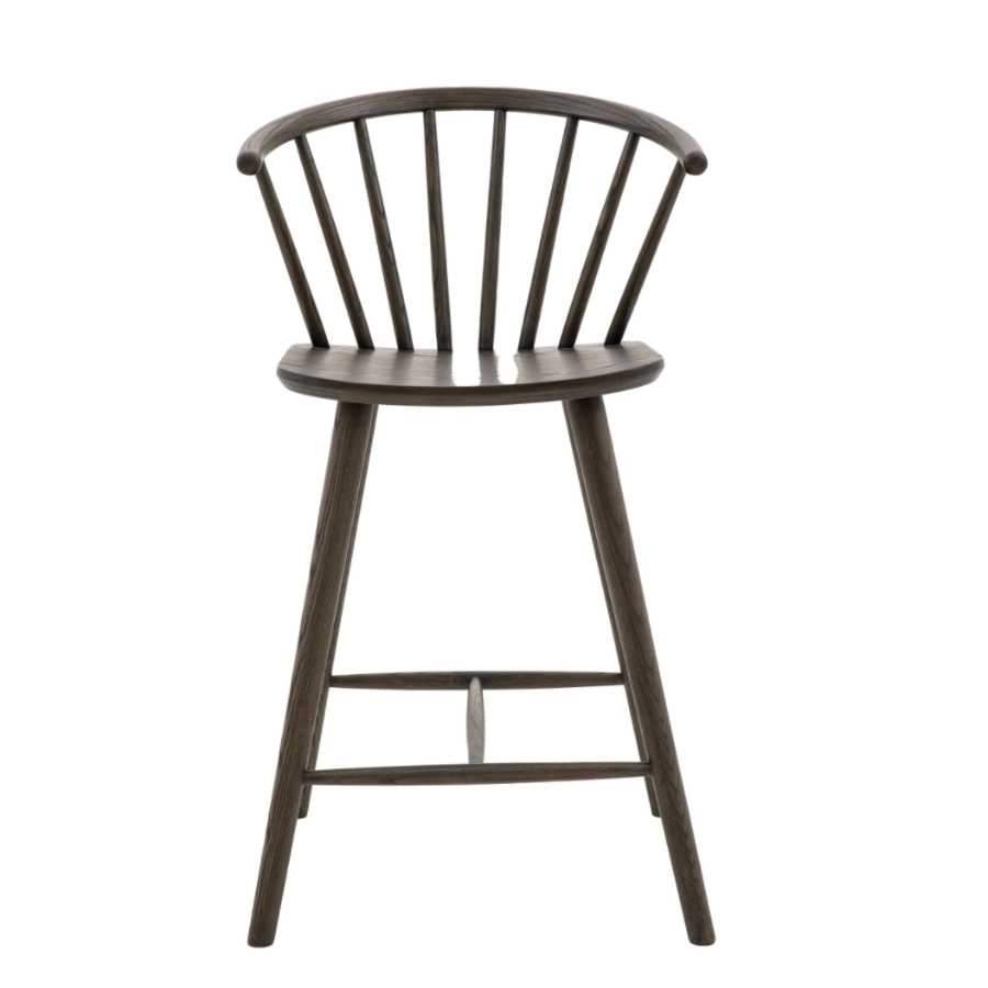 Mocha Spindle Back Oak Wood Barstool - The Farthing