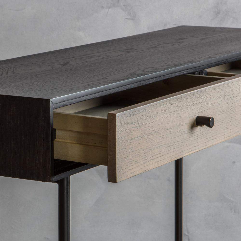 Modern 2 Drawer Black & Wood Console Table - The Farthing