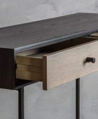 Modern 2 Drawer Black & Wood Console Table - The Farthing