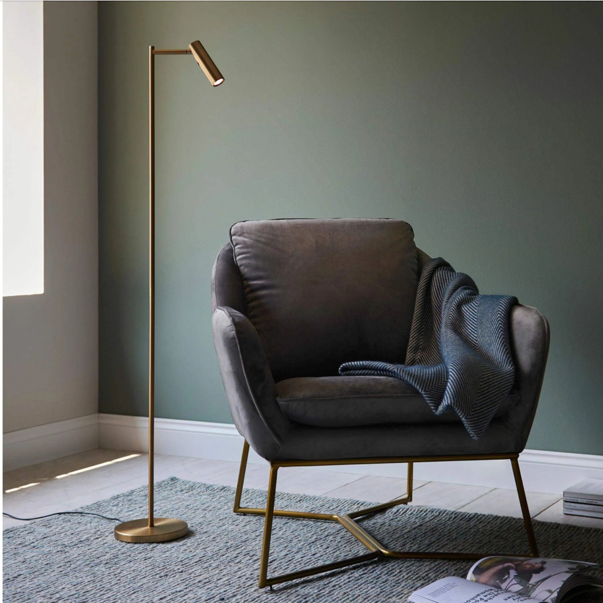 Modern Brass Reader Floor Lamp - The Farthing