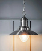 Modern Industrial Satin Nickel Pendant Light - The Farthing