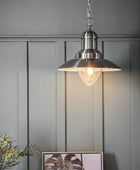 Modern Industrial Satin Nickel Pendant Light - The Farthing