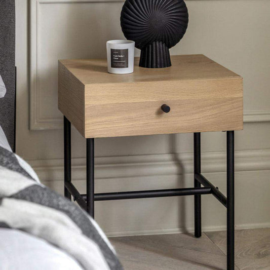 Modern Oak 1 Drawer Bedside Table - The Farthing