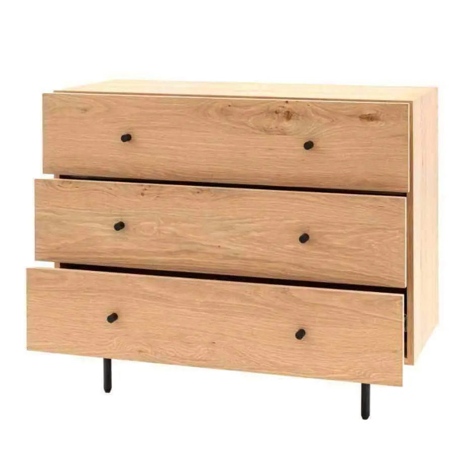 Modern Oak 3 Drawer Chest of Drawers - The Farthing